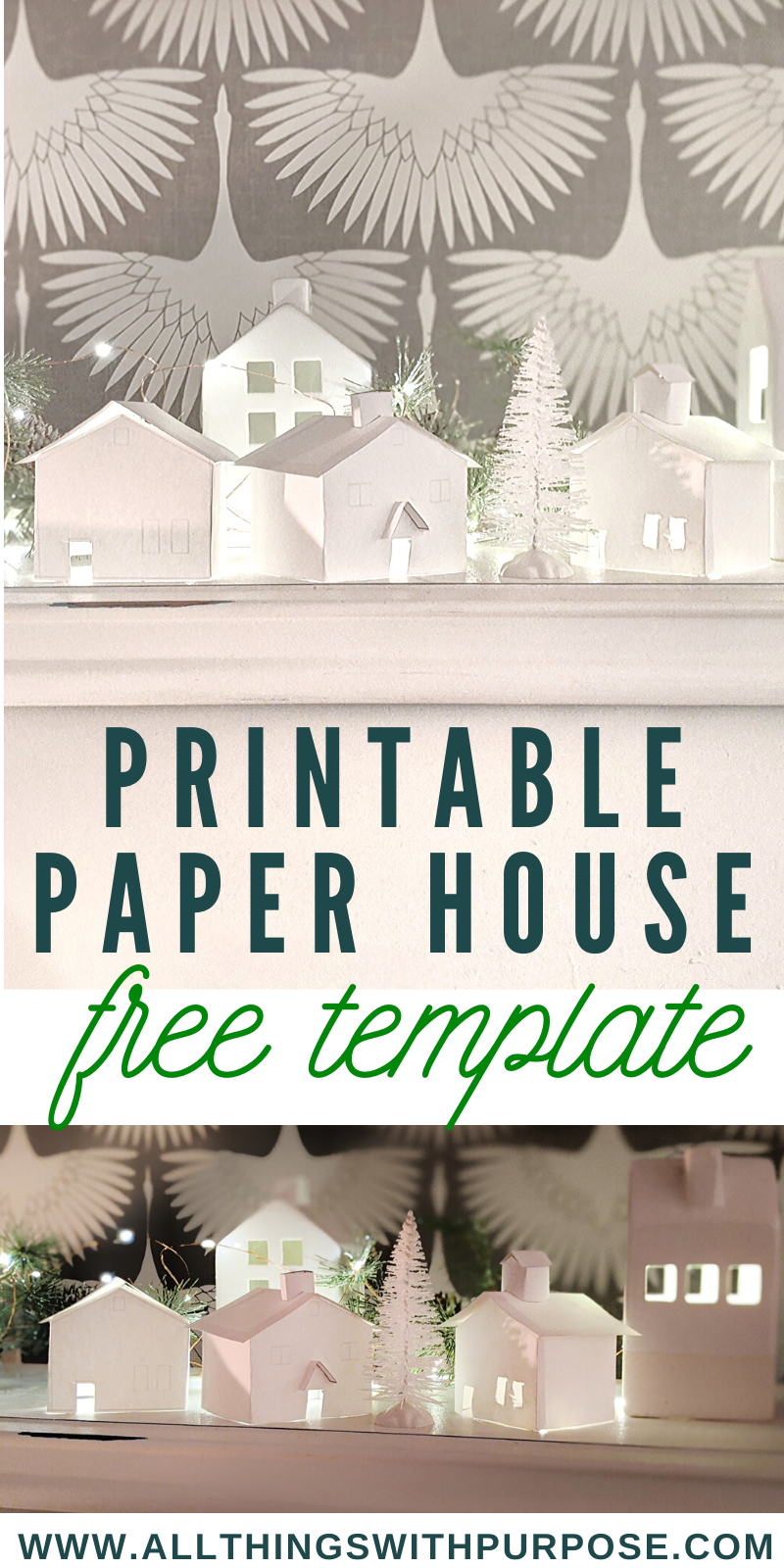diy paper house christmas village free printable